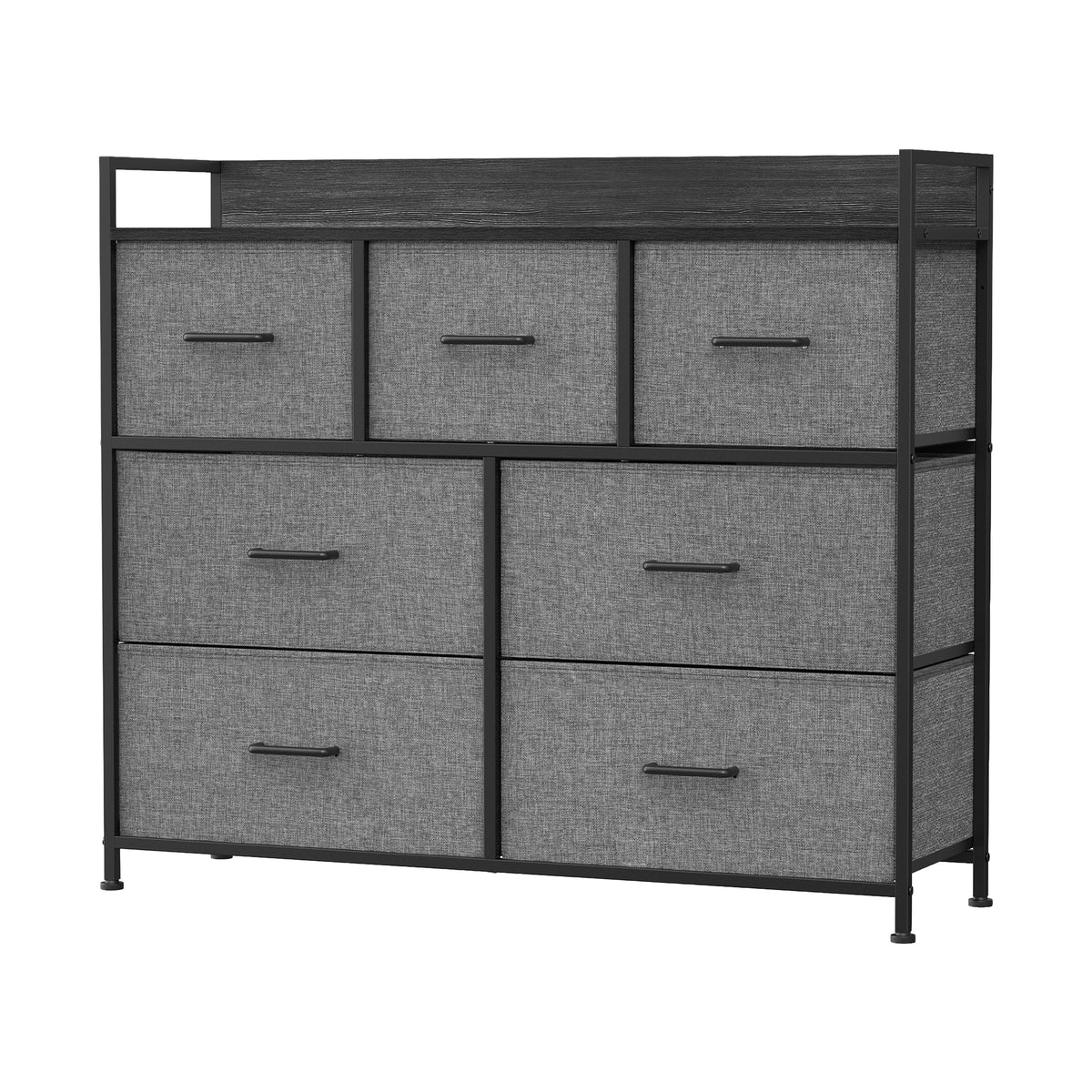 Ladekast met 7 Stoffen Lades en Metalen Frame, 28,6 x 98,1 x 85,1 cm