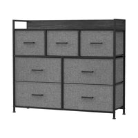 Ladekast met 7 Stoffen Lades en Metalen Frame, 28,6 x 98,1 x 85,1 cm
