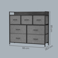 Ladekast met 7 Stoffen Lades en Metalen Frame, 28,6 x 98,1 x 85,1 cm