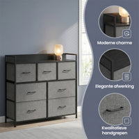 Ladekast met 7 Stoffen Lades en Metalen Frame, 28,6 x 98,1 x 85,1 cm