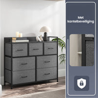Ladekast met 7 Stoffen Lades en Metalen Frame, 28,6 x 98,1 x 85,1 cm