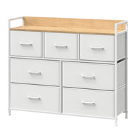 Ladekast met 7 Stoffen Lades en Metalen Frame, 28,6 x 98,1 x 85,1 cm