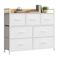 Ladekast met 7 Stoffen Lades en Metalen Frame, 28,6 x 98,1 x 85,1 cm