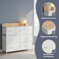 Ladekast met 7 Stoffen Lades en Metalen Frame, 28,6 x 98,1 x 85,1 cm