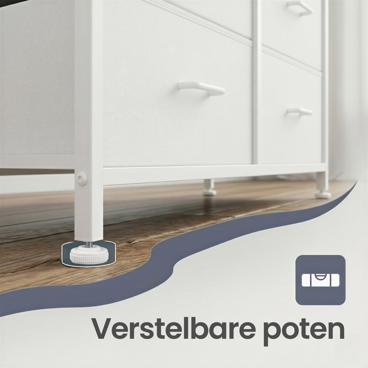 Ladekast met 7 Stoffen Lades en Metalen Frame, 28,6 x 98,1 x 85,1 cm