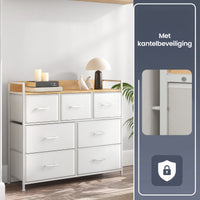 Ladekast met 7 Stoffen Lades en Metalen Frame, 28,6 x 98,1 x 85,1 cm