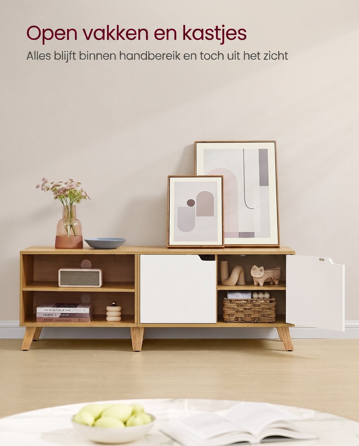 TV-meubel met 2 Deuren en Verstelbare Planken voor Tv's tot 60 Inch