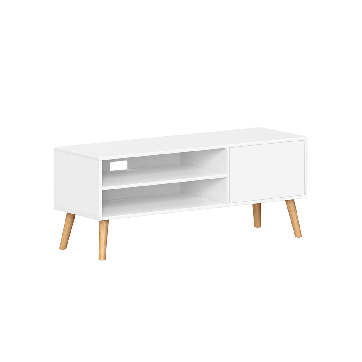 Wit TV-meubel met Deur en 2 Open Vakken, 120 cm