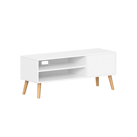 Wit TV-meubel met Deur en 2 Open Vakken, 120 cm