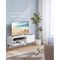Wit TV-meubel met Deur en 2 Open Vakken, 120 cm