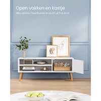 Wit TV-meubel met Deur en 2 Open Vakken, 120 cm