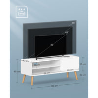 Wit TV-meubel met Deur en 2 Open Vakken, 120 cm