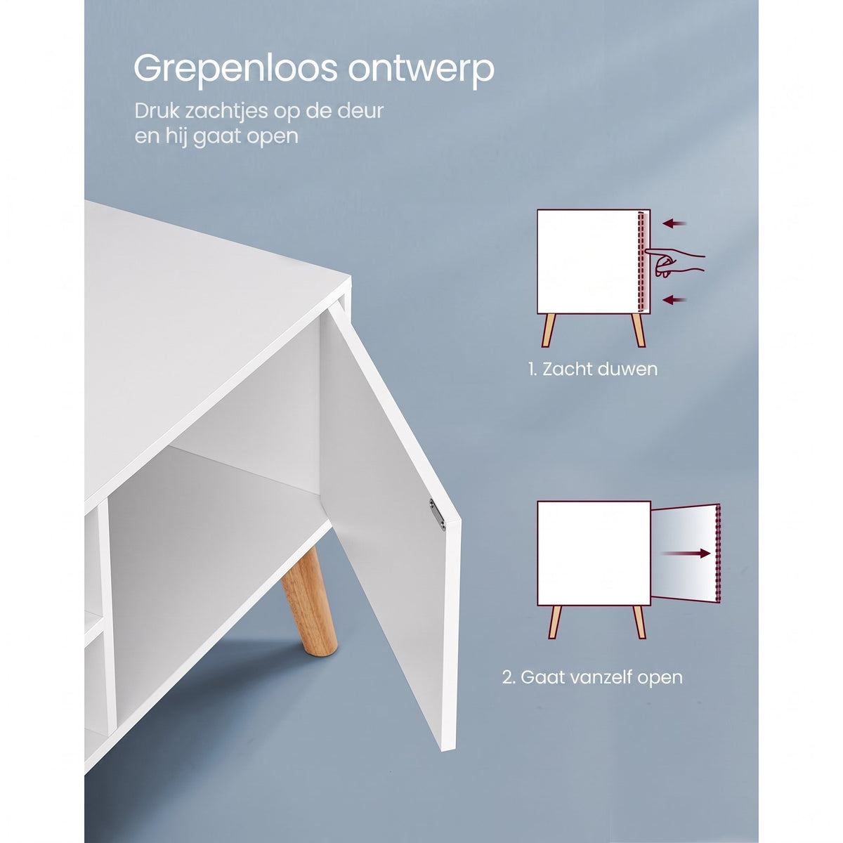 Wit TV-meubel met Deur en 2 Open Vakken, 120 cm