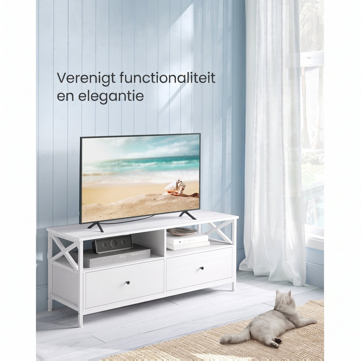 TV-meubel met 2 Lades en 2 Open Vakken, 120 cm