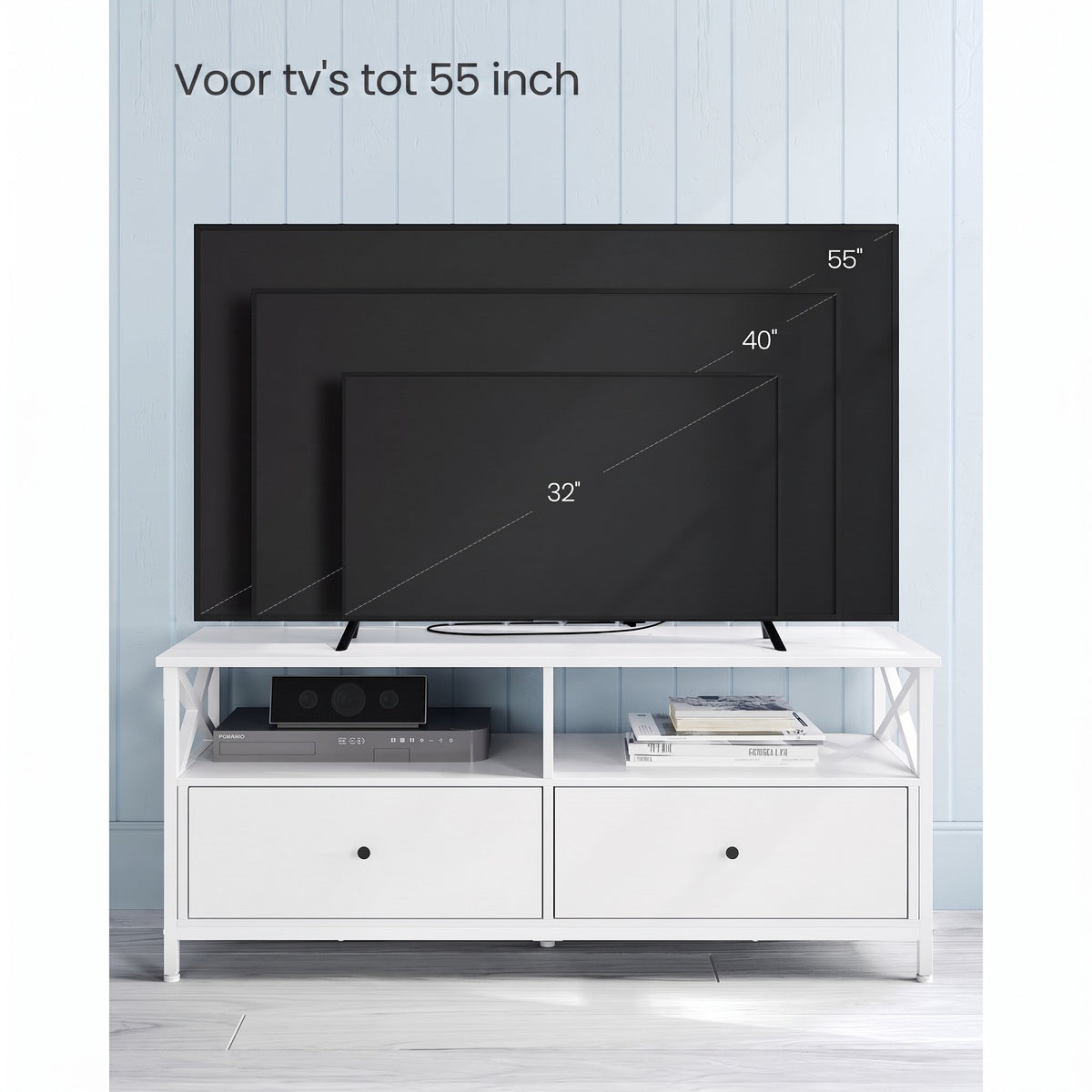 TV-meubel met 2 Lades en 2 Open Vakken, 120 cm