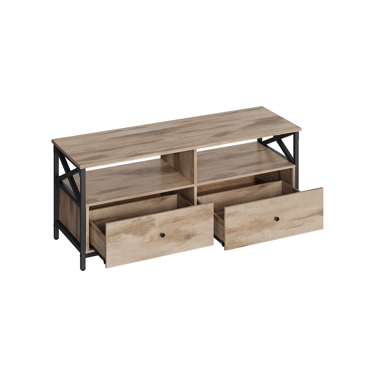 TV-meubel met 2 Lades en 2 Open Vakken, 120 cm