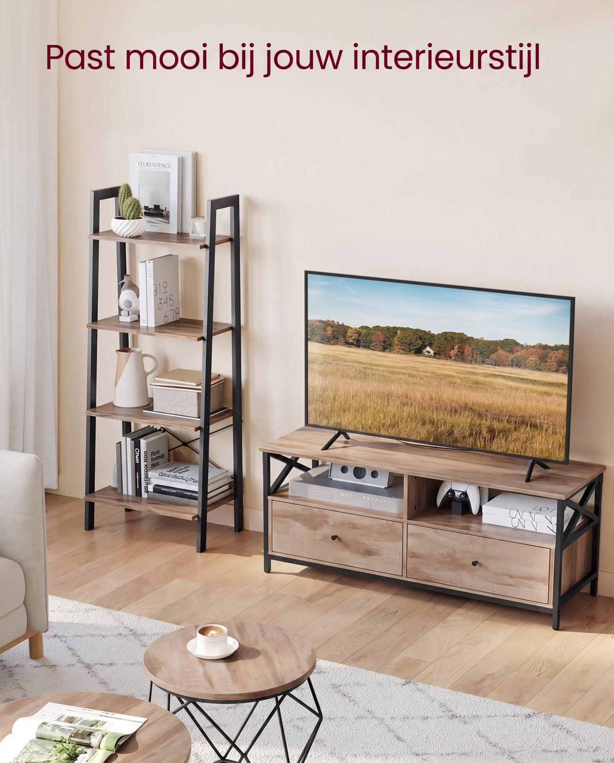 TV-meubel met 2 Lades en 2 Open Vakken, 120 cm