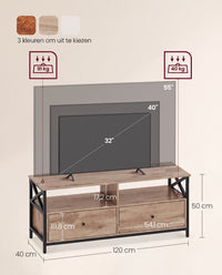 TV-meubel met 2 Lades en 2 Open Vakken, 120 cm