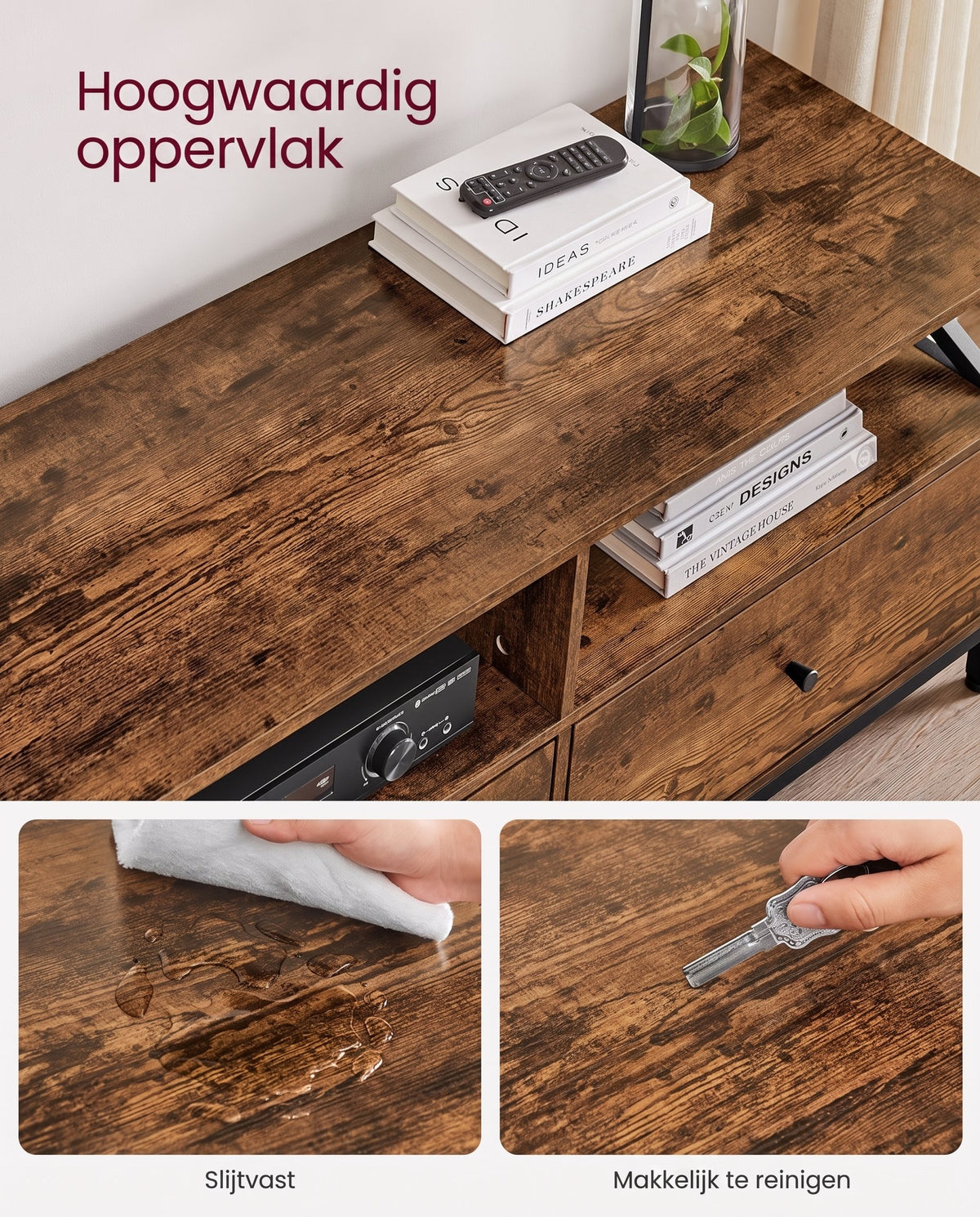 TV-meubel met 3 Lades en 3 Open Vakken, 178 cm