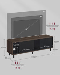 TV-meubel met Geribbeld Glas en Montage zonder Gereedschap, 140 cm