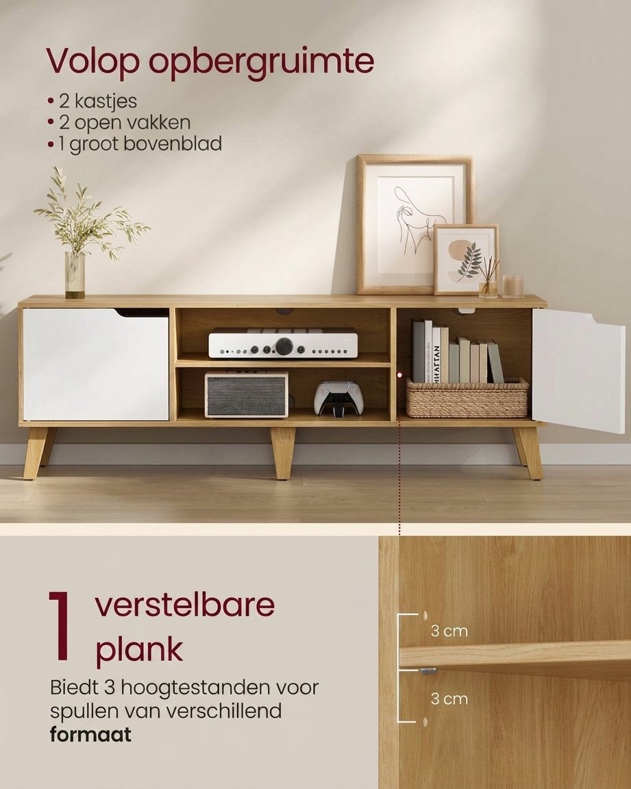 TV-meubel met Verstelbare Plank voor Tv's tot 65 Inch, 147 cm