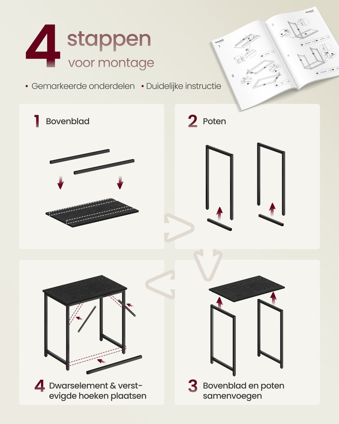 Bureau met Stalen Frame en Industrieel Design