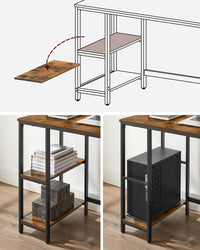 Bureau met 2 Planken en Stalen Frame, Industrieel Design
