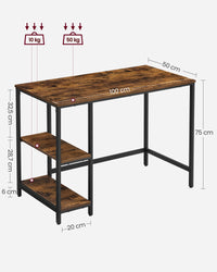Bureau met 2 Planken en Stalen Frame, Industrieel Design