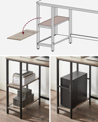 Bureau met 2 Planken en Stalen Frame, Industrieel Design