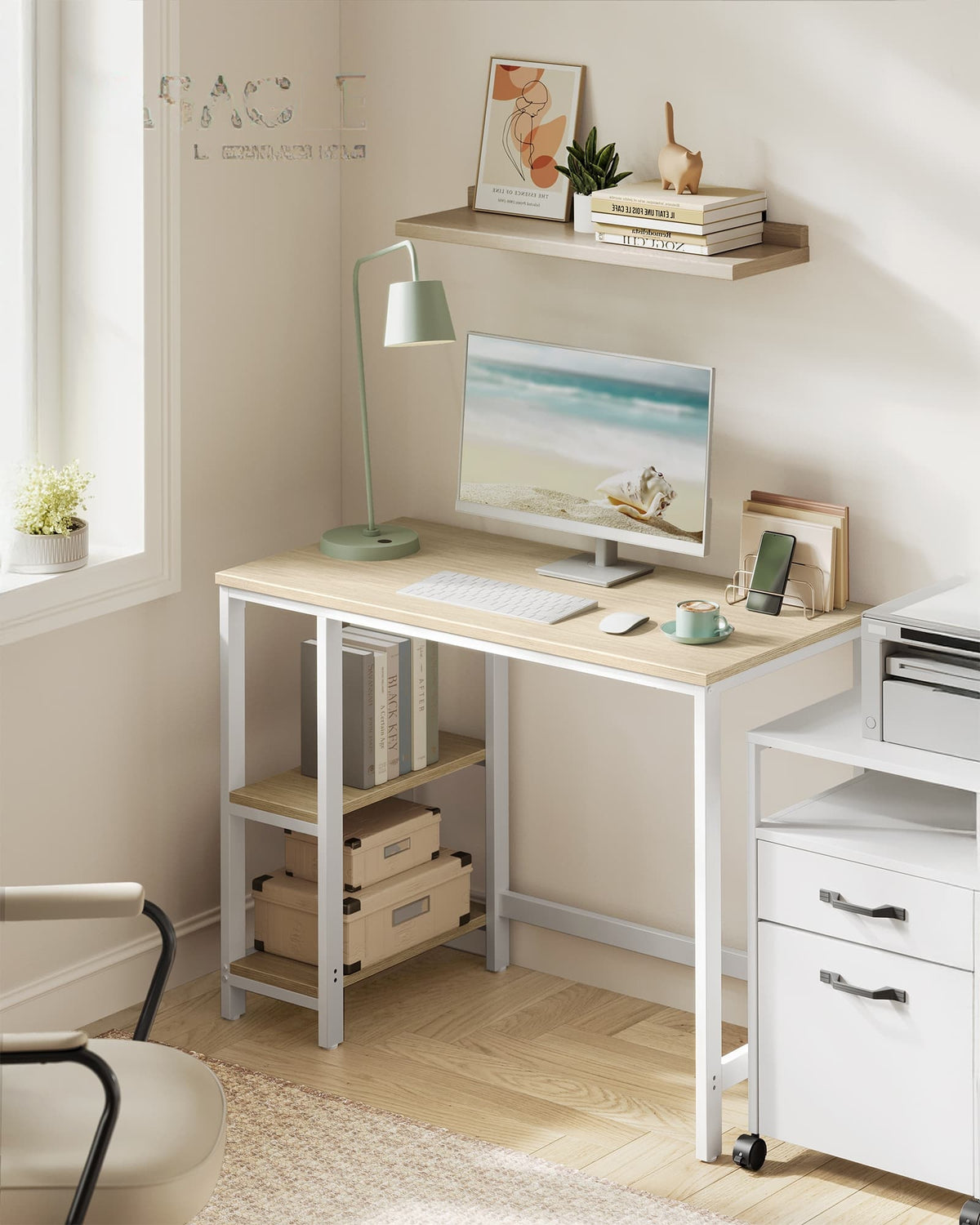 Bureau met 2 Planken en Stalen Frame, Industrieel Design