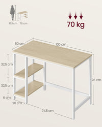 Bureau met 2 Planken en Stalen Frame, Industrieel Design