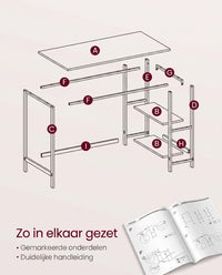 Bureau met 2 Planken en Stalen Frame, Industrieel Design