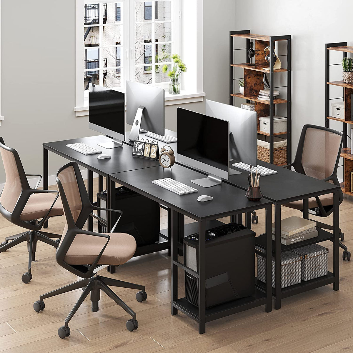 Bureau met 2 Planken en Stalen Frame, Industrieel Design