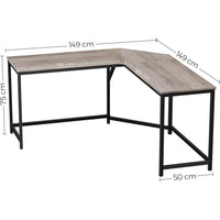L-vormig Hoekbureau met Stalen Frame en Kabeldoorvoer