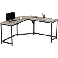 L-vormig Hoekbureau met Stalen Frame en Kabeldoorvoer