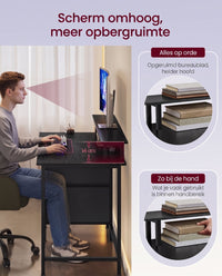 Gamingbureau met 2 Stoffen Lades, Monitorstandaard en Stopcontacten