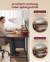 Gamingbureau met 2 Stoffen Lades, Monitorstandaard en Stopcontacten