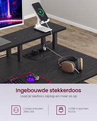 Gamingbureau met 2 Stoffen Lades, Monitorstandaard en Stopcontacten