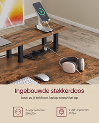 Gamingbureau met 2 Stoffen Lades, Monitorstandaard en Stopcontacten