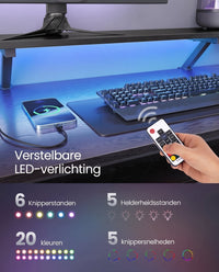 L-vormig Hoekbureau met Ledverlichting, 4 Stopcontacten en Monitorstandaard, 150 x 120 cm