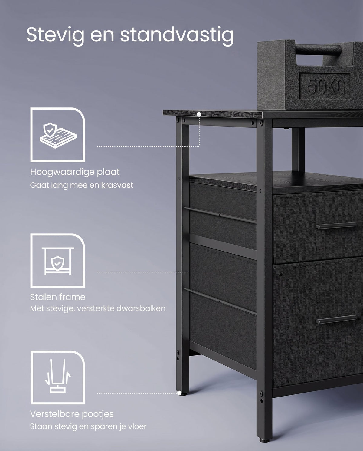 L-vormig Hoekbureau met Ledverlichting, 4 Stopcontacten en Monitorstandaard, 150 x 120 cm