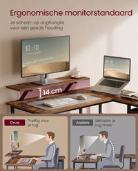 L-vormig Hoekbureau met 2 Lades en Verstelbare Plank, 135 x 105 cm