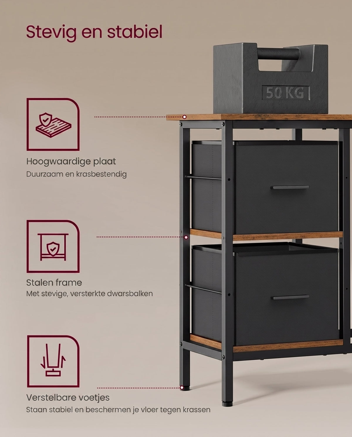 L-vormig Hoekbureau met 2 Lades en Verstelbare Plank, 135 x 105 cm