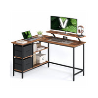 L-vormig Hoekbureau met 2 Lades en Verstelbare Plank, 135 x 105 cm
