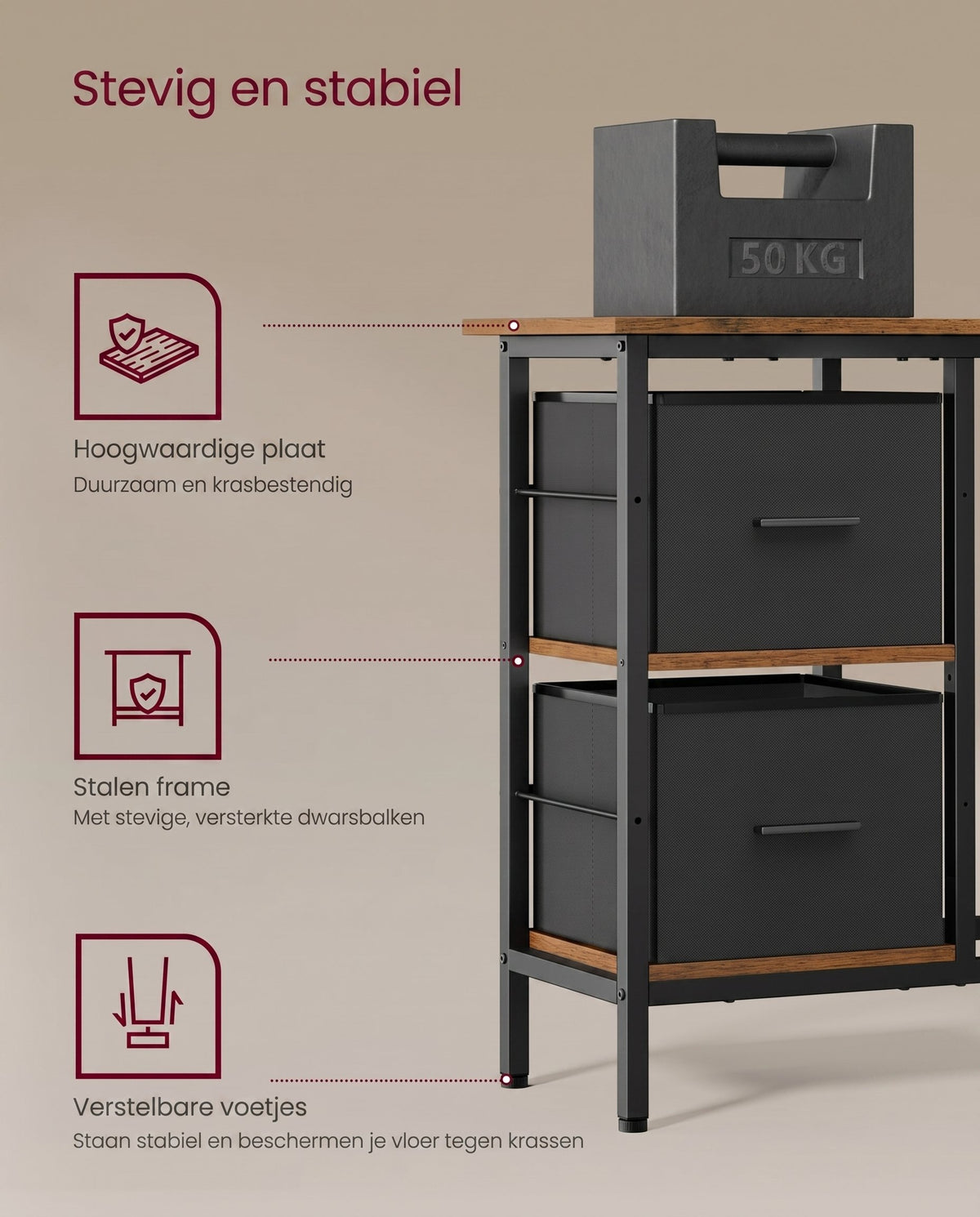 L-vormig Hoekbureau met 2 Lades en Verstelbare Plank, 135 x 105 cm