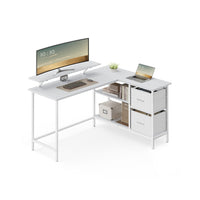 L-vormig Hoekbureau met 2 Lades en Verstelbare Plank, 135 x 105 cm