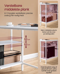 L-vormig Hoekbureau met 2 Lades en Verstelbare Plank, 135 x 105 cm