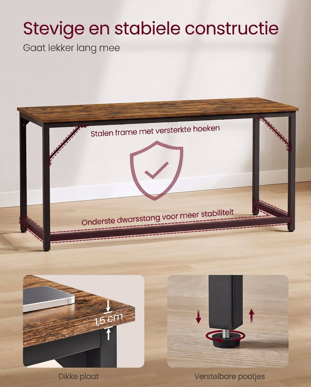Bureau met Stalen Frame en Industrieel Design