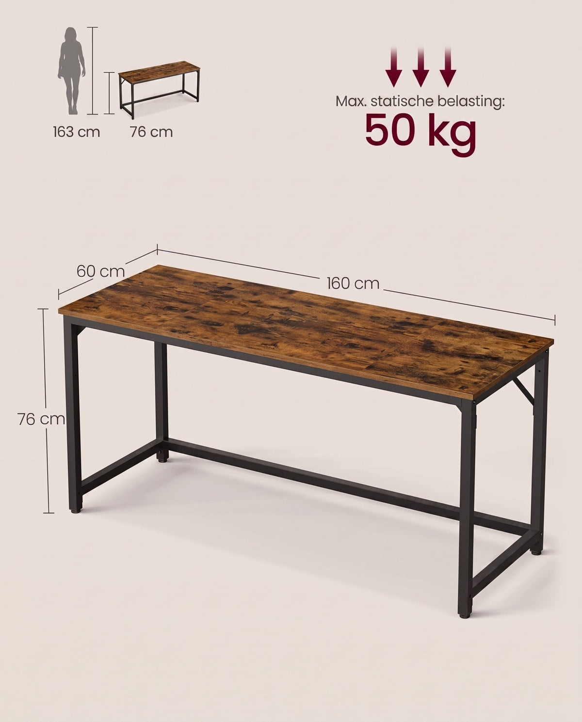 Bureau met Stalen Frame en Industrieel Design