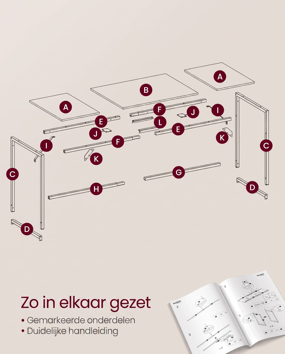 Bureau met Stalen Frame en Industrieel Design